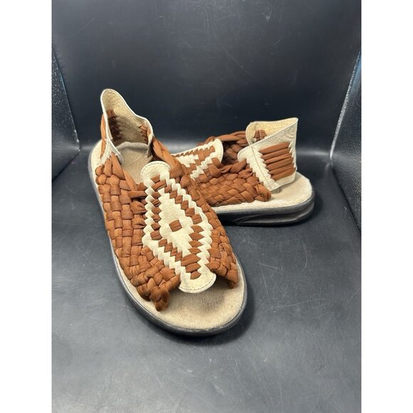 Chubasco Aztec Woven Unisex Leather Sandals Men's Size 7-8 Ladies 9-10 Handmade - Picture 9 of 9
